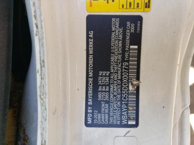 WBAYP1C55DDX00779 - 2013 BMW 650 XI WHITE photo 13