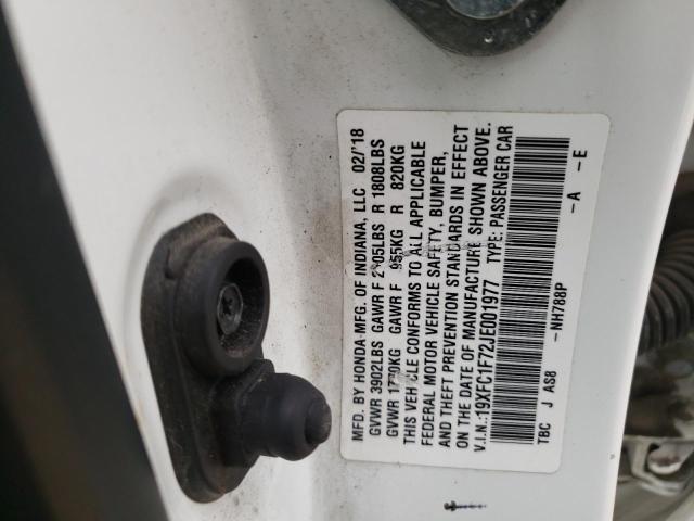 19XFC1F72JE001977 - 2018 HONDA CIVIC EXL 白色 照片 13