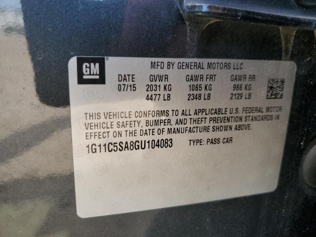 1G11C5SA8GU104083 - 2016 CHEVROLET MALIBU LIM LT 灰色 照片 12