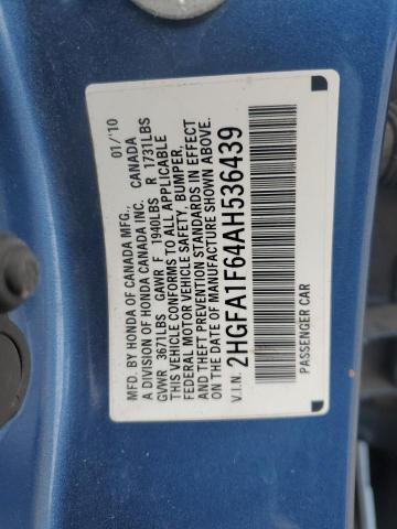 2HGFA1F64AH536439 - 2010 HONDA CIVIC LX-S Mavi fotoğraf 12