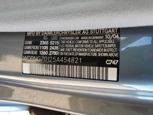 WDBNG70J25A454821 - 2005 MERCEDES-BENZ S 430 GRAY photo 12