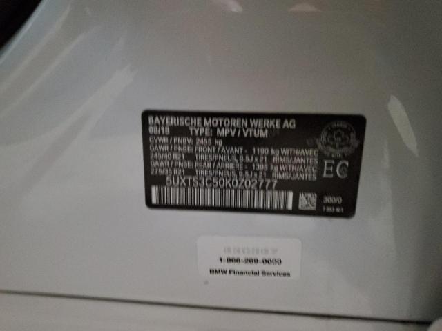 5UXTS3C50K0Z02777 - 2019 BMW X3 XDRIVEM40I WHITE photo 14