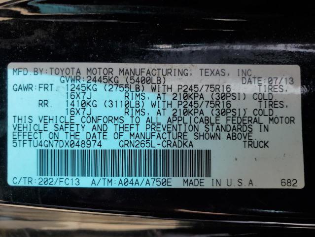 5TFTU4GN7DX048974 - 2013 TOYOTA TACOMA PRERUNNER ACCESS CAB BLACK photo 12