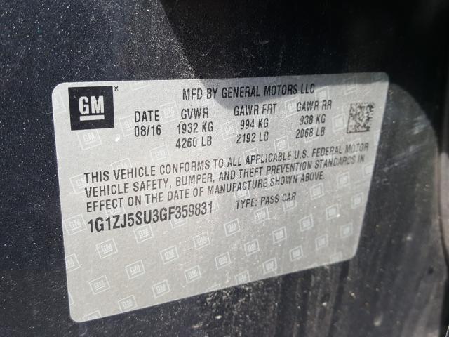 1G1ZJ5SU3GF359831 - 2016 CHEVROLET MALIBU HYBRID GRAY photo 10