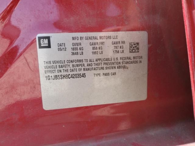 1G1JB5SH8C4203545 - 2012 CHEVROLET SONIC LS 红色 照片 12