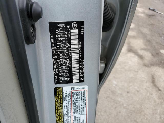 4T1BE46K67U562137 - 2007 TOYOTA CAMRY CE GRAY photo 12