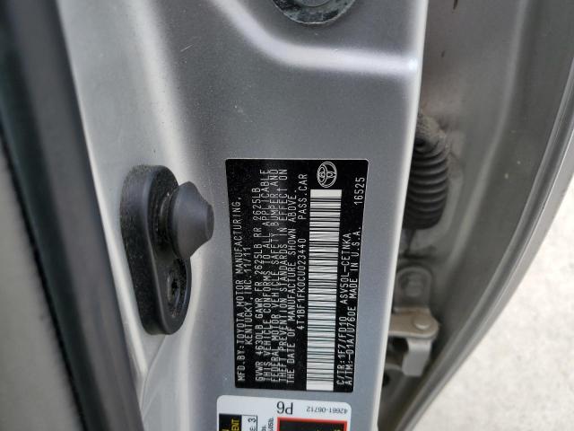 4T1BF1FK0CU023440 - 2012 TOYOTA CAMRY BASE SILVER photo 12