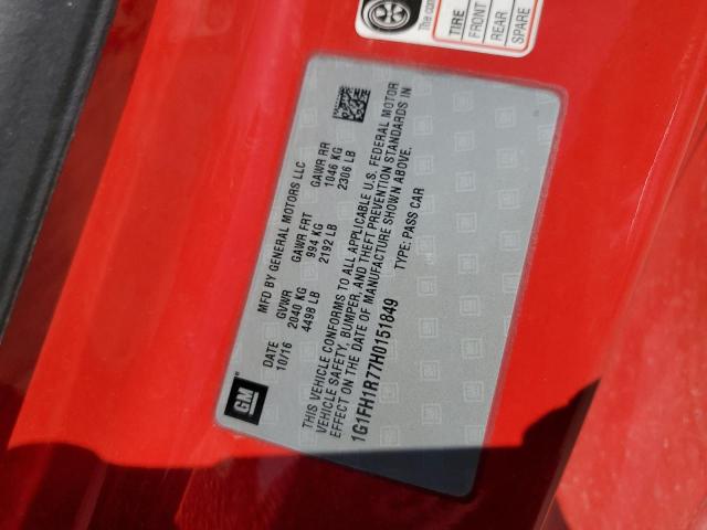 1G1FH1R77H0151849 - 2017 CHEVROLET CAMARO SS RED photo 13
