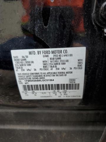 1FM5K8AB8LGC51564 - 2020 FORD EXPLORER POLICE INTERCEPTOR 黑色 照片 14