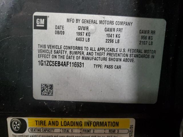 1G1ZC5EB4AF116931 - 2010 CHEVROLET MALIBU 1LT CHARCOAL photo 12