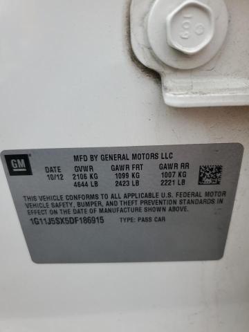 1G11J5SX5DF186915 - 2013 CHEVROLET MALIBU LTZ თეთრი ფოტო 12