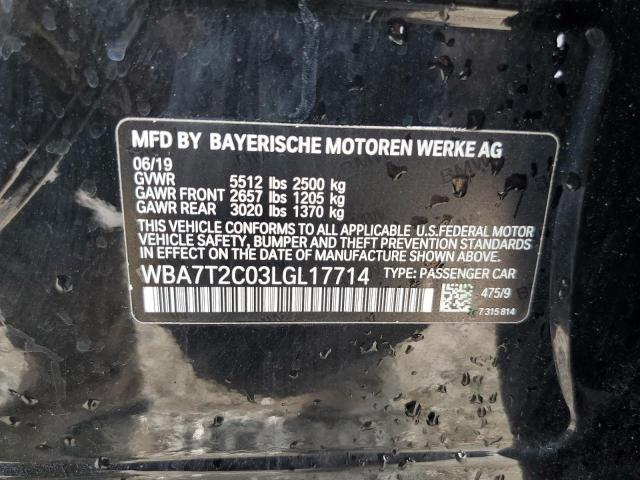 WBA7T2C03LGL17714 - 2020 BMW 740 I BLACK photo 12