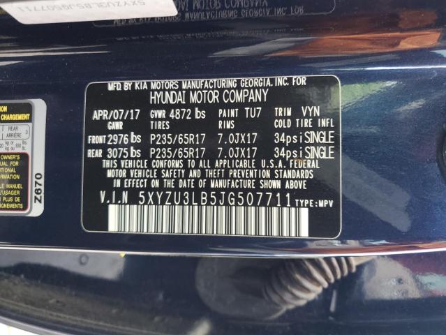 5XYZU3LB5JG507711 - 2018 HYUNDAI SANTA FE S BLUE photo 13