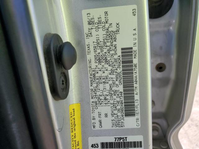 5TFJU4GN6DX047340 - 2013 TOYOTA TACOMA DOUBLE CAB PRERUNNER SILVER photo 12