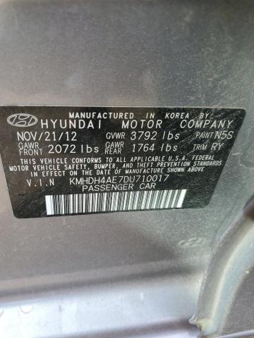 KMHDH4AE7DU710017 - 2013 HYUNDAI ELANTRA GLS SILVER photo 12