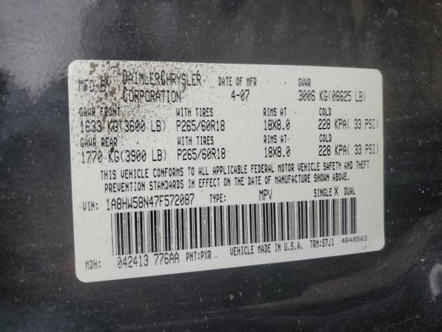 1A8HW58N47F572087 - 2007 CHRYSLER ASPEN LIMITED შავი ფოტო 13