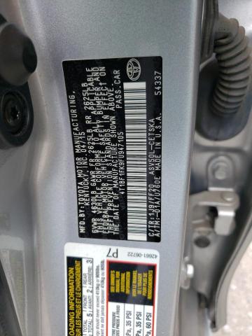 4T1BF1FK9FU947105 - 2015 TOYOTA CAMRY LE SILVER photo 12