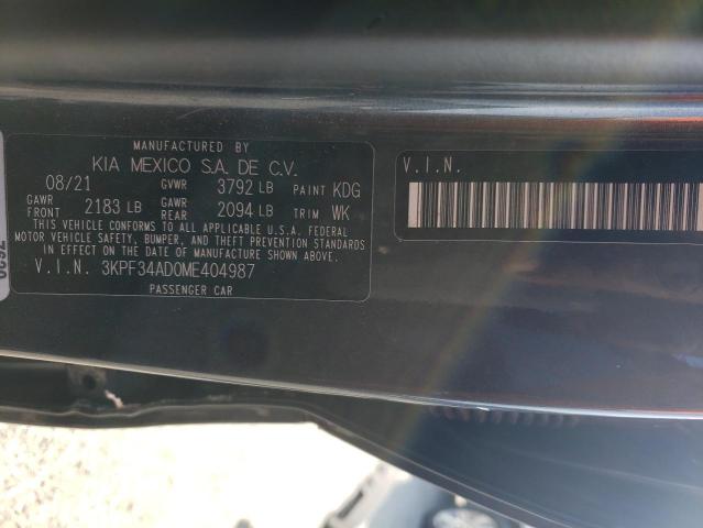 3KPF34AD0ME404987 - 2021 KIA FORTE GT LINE CHARCOAL photo 13