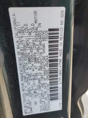 3TMJU4GNXBM119188 - 2011 TOYOTA TACOMA DOUBLE CAB PRERUNNER BLACK photo 12