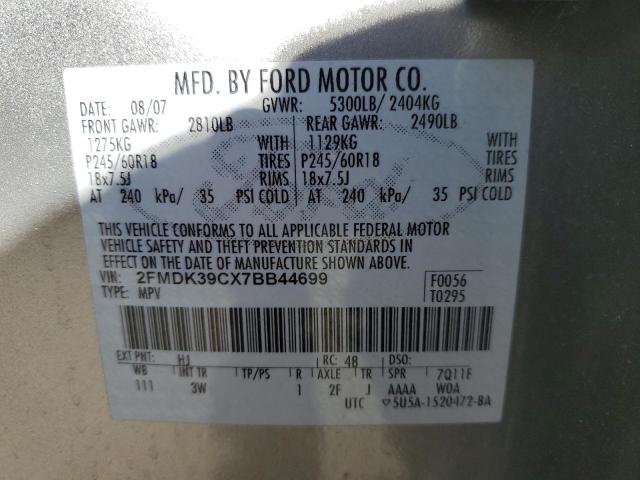 2FMDK39CX7BB44699 - 2007 FORD EDGE SEL PLUS SILVER photo 13