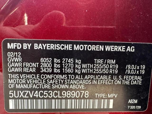 5UXZV4C53CL989078 - 2012 BMW X5 XDRIVE35I BURGUNDY photo 10