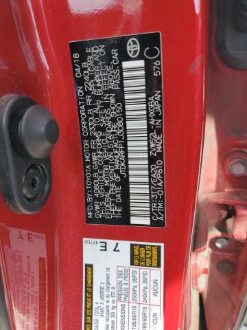 JTDKARFP1J3080150 - 2018 TOYOTA PRIUS PRIM 红色 照片 12