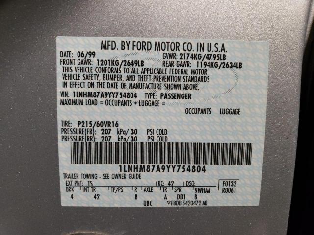 1LNHM87A9YY754804 - 2000 LINCOLN LS Gümüş foto 12