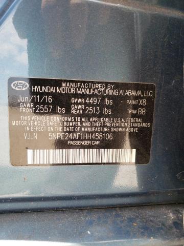 5NPE24AF1HH458106 - 2017 HYUNDAI SONATA SE TEAL photo 12