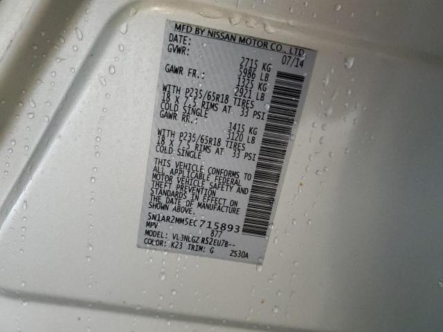 5N1AR2MM5EC715893 - 2014 NISSAN PATHFINDER S 银色 照片 12