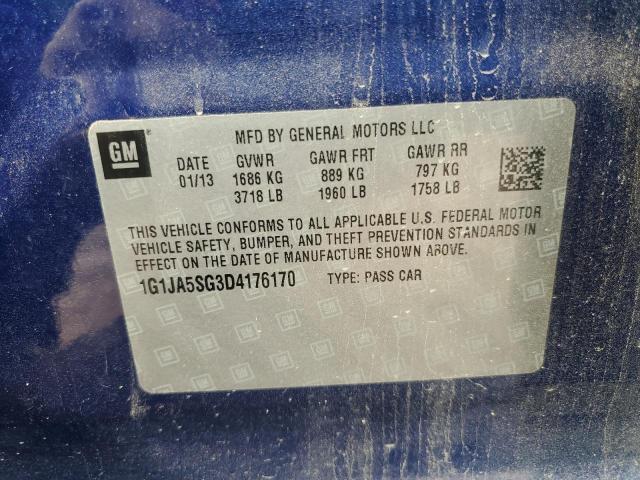 1G1JA5SG3D4176170 - 2013 CHEVROLET SONIC LS 蓝色 照片 12