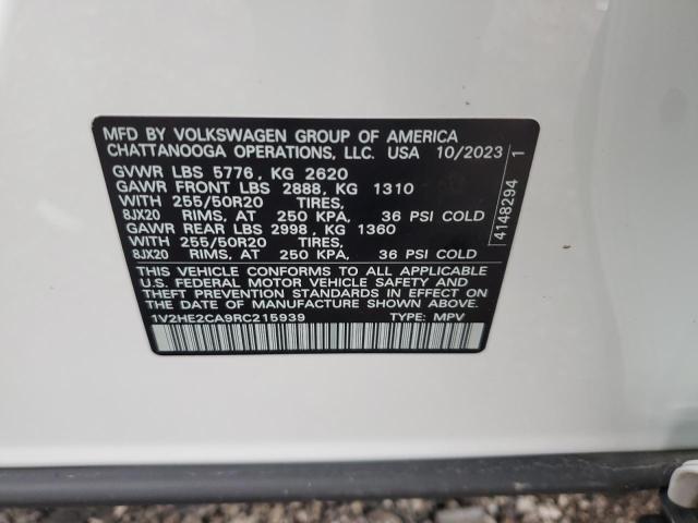 1V2HE2CA9RC215939 - 2024 VOLKSWAGEN ATLAS CROS SE WHITE photo 13