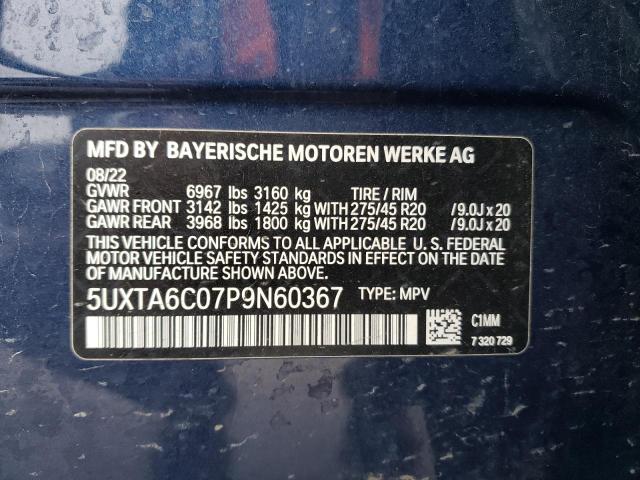 5UXTA6C07P9N60367 - 2023 BMW X5 XDRIVE45E BLUE photo 14