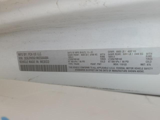 3C6LRVDG1ME584484 - 2021 RAM PROMASTER 2500 HIGH თეთრი ფოტო 13
