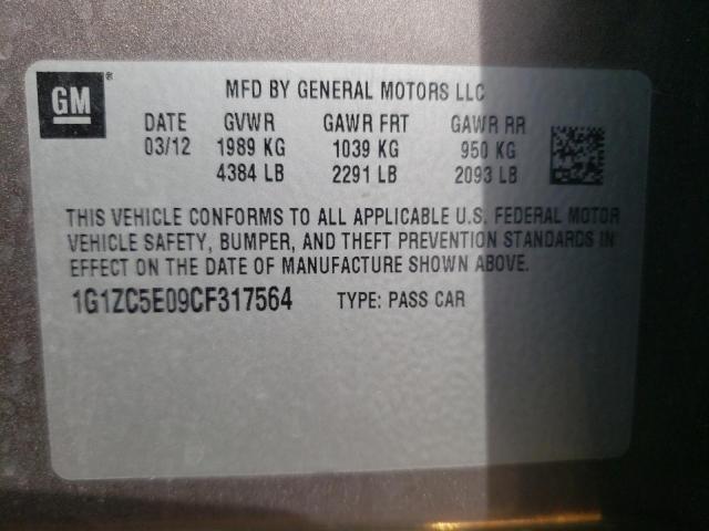 1G1ZC5E09CF317564 - 2012 CHEVROLET MALIBU 1LT TAN photo 12