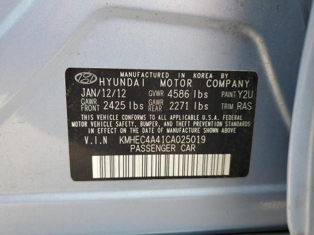 KMHEC4A41CA025019 - 2012 HYUNDAI SONATA HYBRID BLUE photo 12