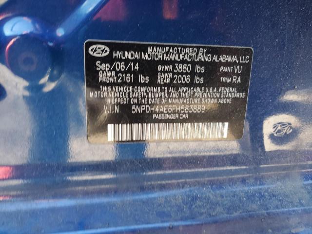 5NPDH4AE6FH583889 - 2015 HYUNDAI ELANTRA SE BLUE photo 12