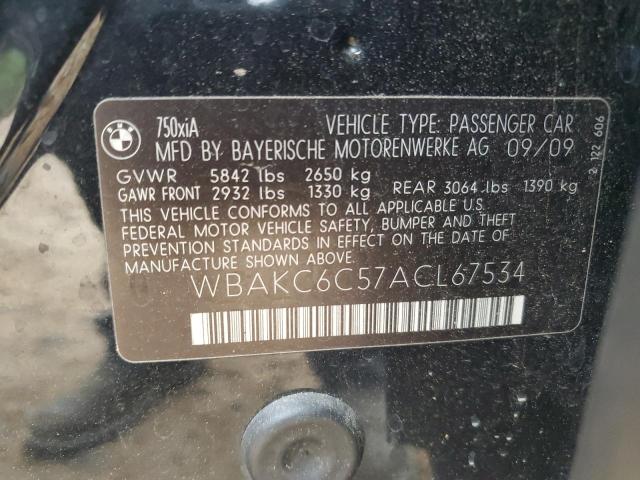 WBAKC6C57ACL67534 - 2010 BMW 750 I XDRIVE BLACK photo 12