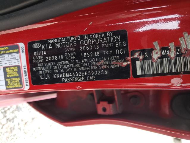 KNADM4A32E6390235 - 2014 KIA RIO LX RED photo 12