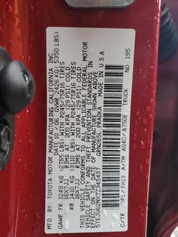 5TEJU62NX7Z345437 - 2007 TOYOTA TACOMA DOUBLE CAB PRERUNNER RED photo 12