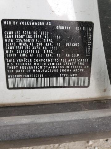 WVGTMPE2XMP030118 - 2021 VOLKSWAGEN ID.4 PRO S თეთრი ფოტო 13