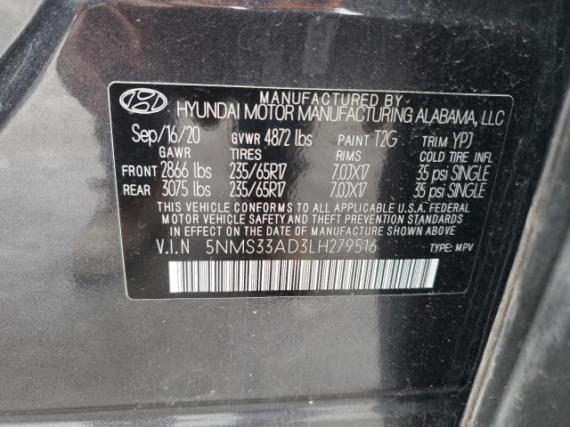 5NMS33AD3LH279516 - 2020 HYUNDAI SANTA FE SEL CHARCOAL photo 14