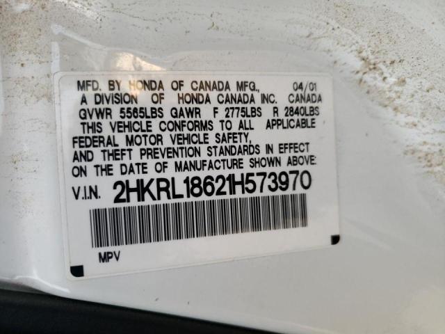 2HKRL18621H573970 - 2001 HONDA ODYSSEY EX WHITE photo 13