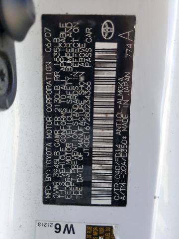 JTKDE167280234366 - 2008 TOYOTA SCION TC 白色 照片 12