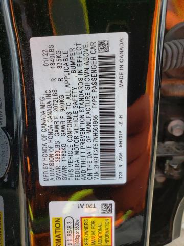 2HGFE2F57NH561956 - 2022 HONDA CIVIC SPORT 黑色 照片 13