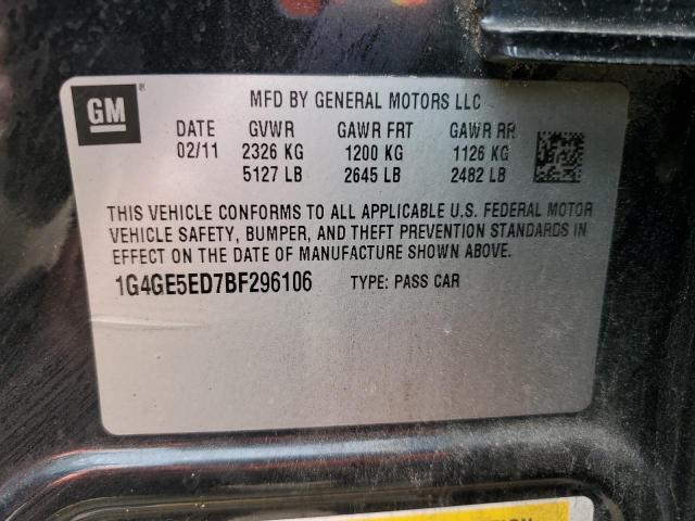 1G4GE5ED7BF296106 - 2011 BUICK LACROSSE CXS BLACK photo 13