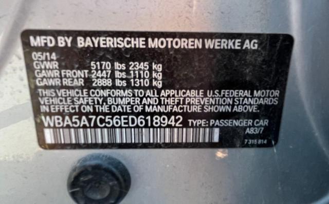 WBA5A7C56ED618942 - 2014 BMW 528 XI SILVER photo 10