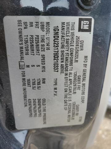 1GNDU23178D210337 - 2008 CHEVROLET UPLANDER LS BLUE photo 12