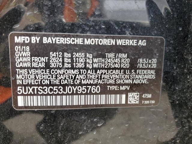 5UXTS3C53J0Y95760 - 2018 BMW X3 XDRIVEM40I შავი ფოტო 13