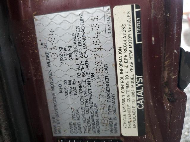 WBAAK7401E8716431 - 1984 BMW 318 I RED photo 12