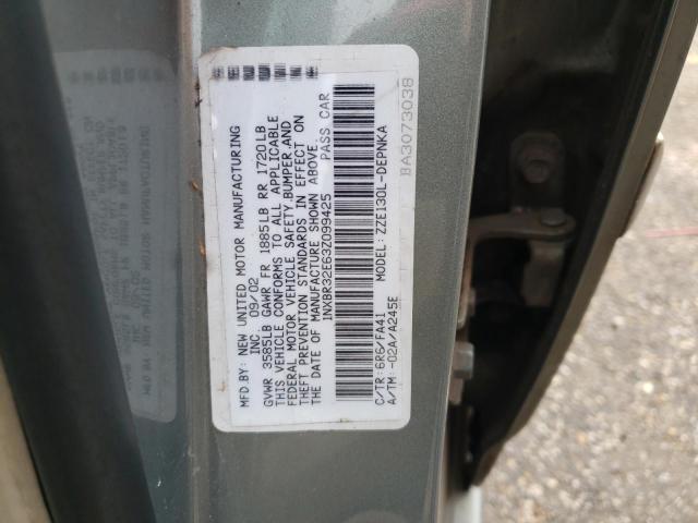 1NXBR32E63Z099425 - 2003 TOYOTA COROLLA CE GRAY photo 12